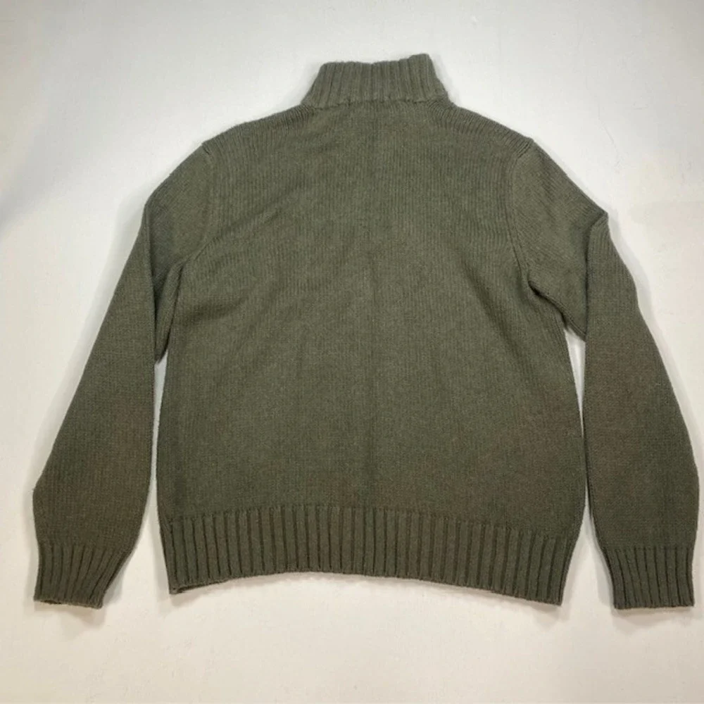 Polo Ralph Lauren Mens Quarter Zip Sweater Olive Green Cotton Knit Large L